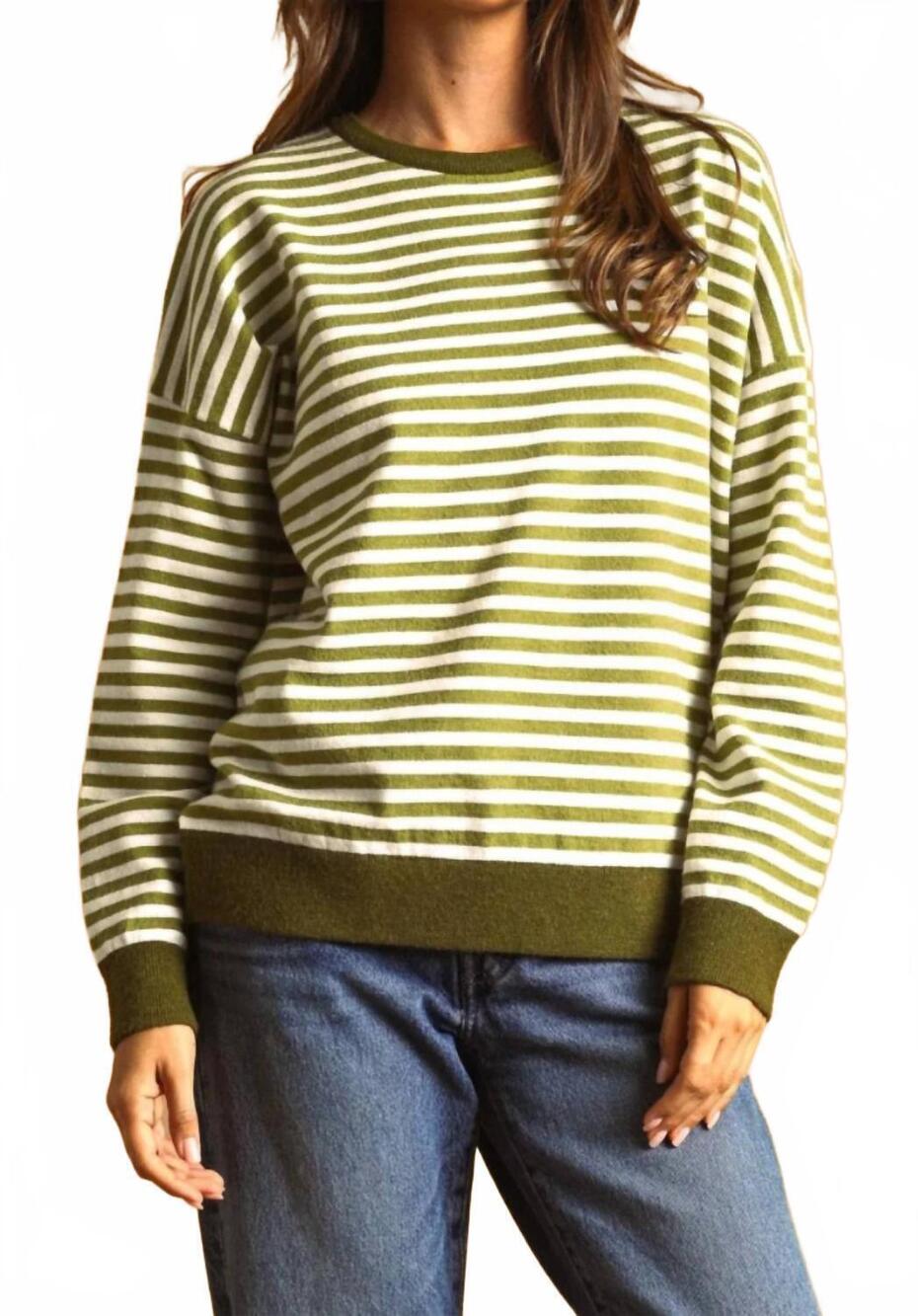 NEW MIOU MUSE striped contrast sweater in green